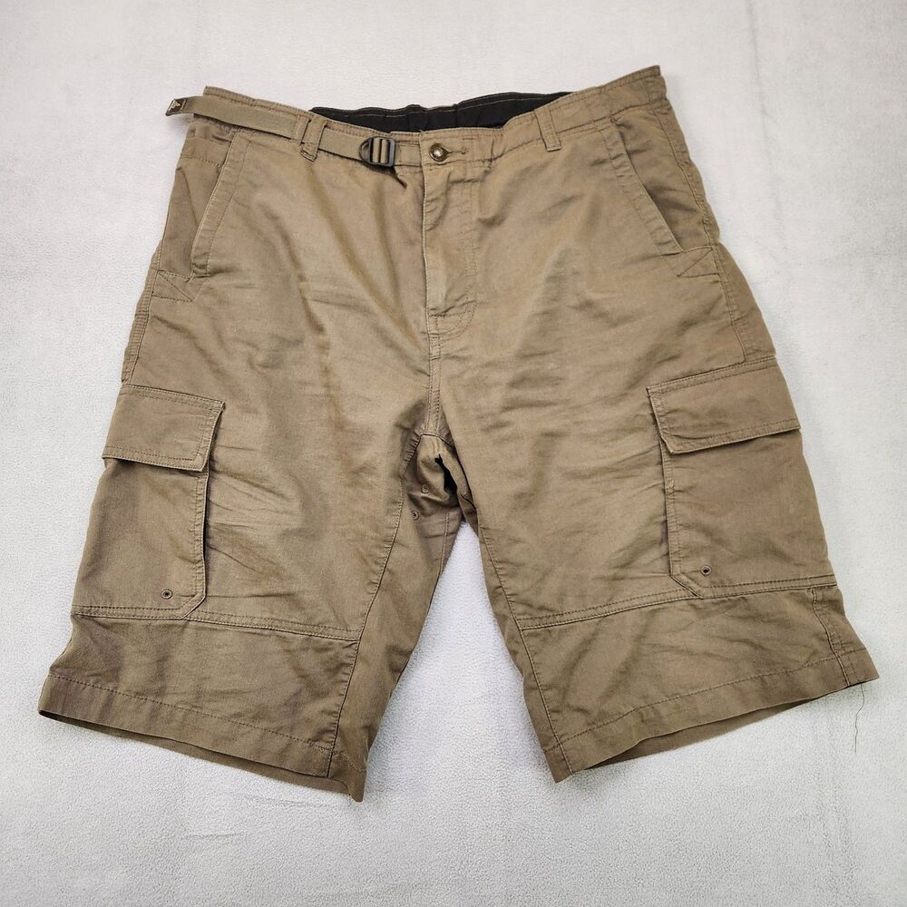 Prana Zion Cargo Shorts Men's Size Large Brown Belted Outdoor Hiking Utility 12"